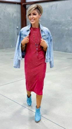 The ZigZag Stripe Burgundy Romantic Nights Dress DRESSES