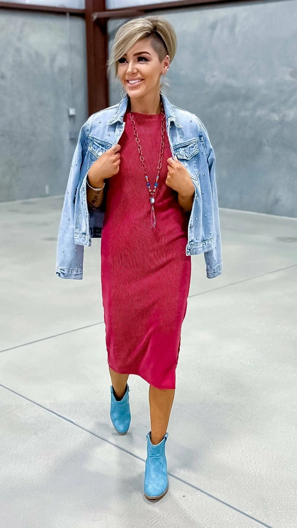 The ZigZag Stripe Burgundy Romantic Nights Dress DRESSES