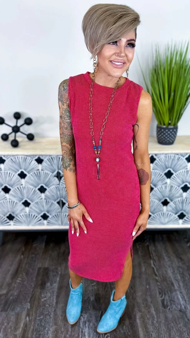 The ZigZag Stripe Burgundy Romantic Nights Dress DRESSES