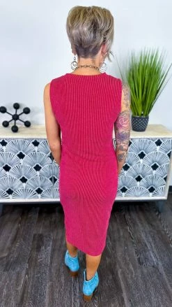 The ZigZag Stripe Burgundy Romantic Nights Dress DRESSES