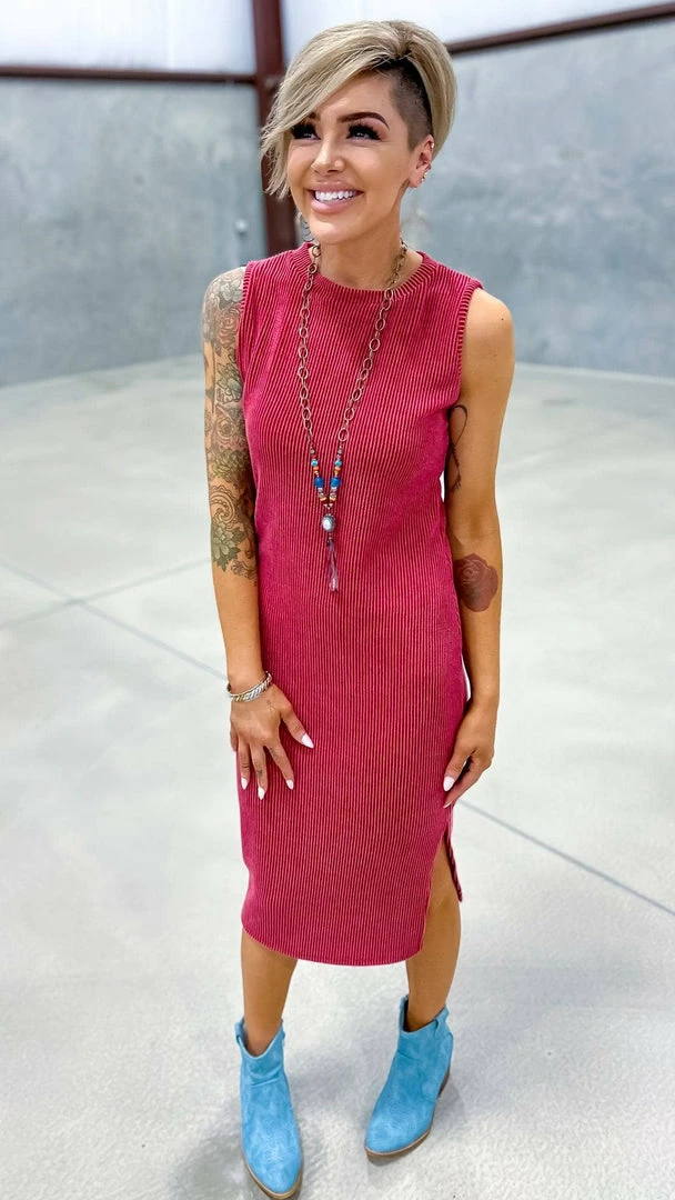 The ZigZag Stripe Burgundy Romantic Nights Dress DRESSES