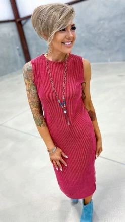 The ZigZag Stripe Burgundy Romantic Nights Dress DRESSES