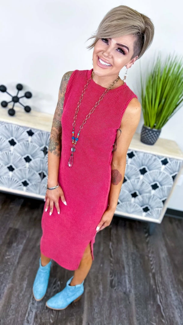 The ZigZag Stripe Burgundy Romantic Nights Dress DRESSES