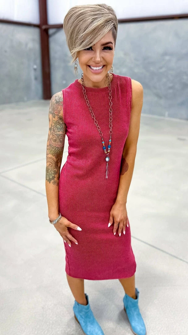 The ZigZag Stripe Burgundy Romantic Nights Dress DRESSES