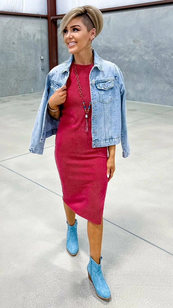 The ZigZag Stripe Burgundy Romantic Nights Dress DRESSES