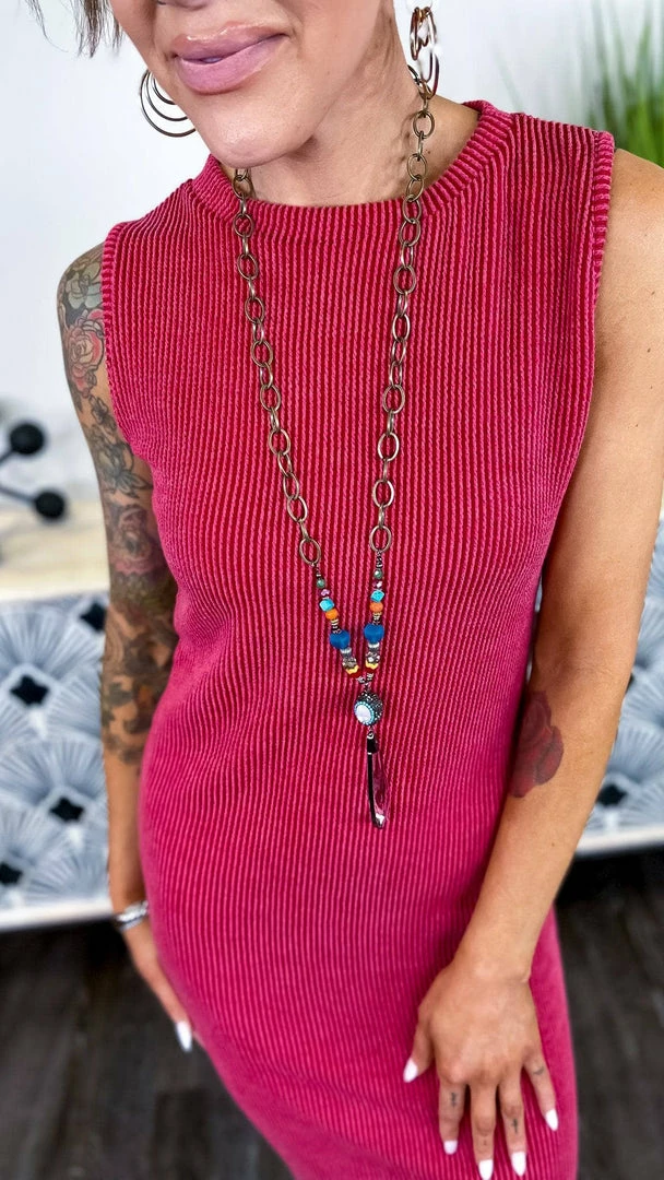 The ZigZag Stripe Burgundy Romantic Nights Dress DRESSES