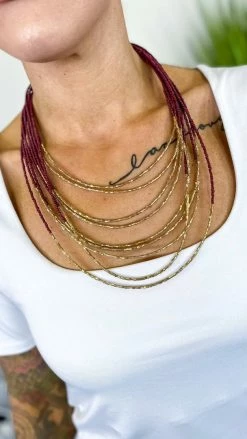 MOA Burgundy Stella Necklace [NO RETURNS] ACCESSORIES