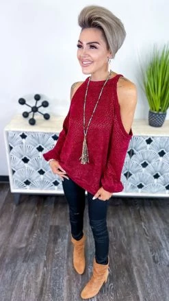 The ZigZag Stripe TOPS & TUNICS Burgundy Weekend Go To Sweater