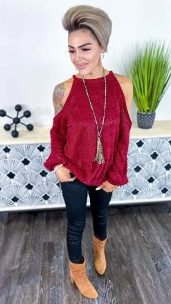 The ZigZag Stripe TOPS & TUNICS Burgundy Weekend Go To Sweater