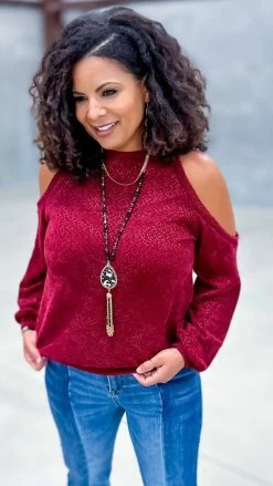 The ZigZag Stripe TOPS & TUNICS Burgundy Weekend Go To Sweater