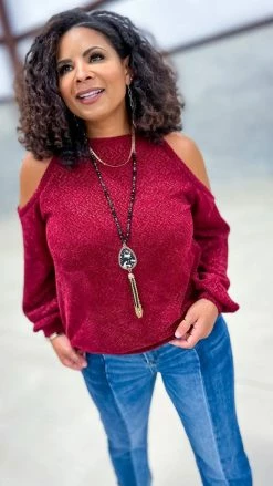 The ZigZag Stripe TOPS & TUNICS Burgundy Weekend Go To Sweater