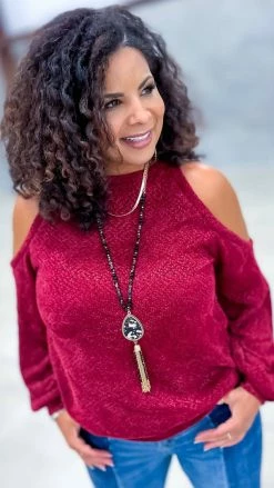 The ZigZag Stripe TOPS & TUNICS Burgundy Weekend Go To Sweater