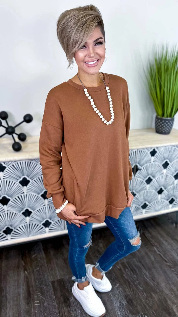 Zenana Camel Chilly Day Sweatshirt TOPS & TUNICS