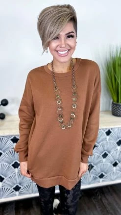 Zenana Camel Chilly Day Sweatshirt TOPS & TUNICS
