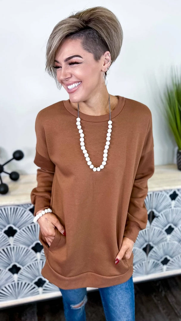 Zenana Camel Chilly Day Sweatshirt TOPS & TUNICS