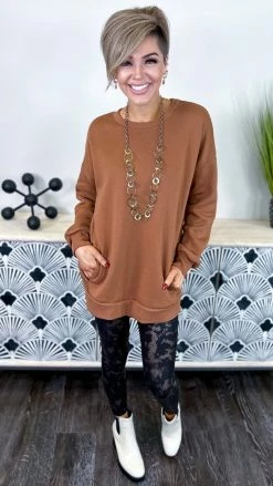 Zenana Camel Chilly Day Sweatshirt TOPS & TUNICS