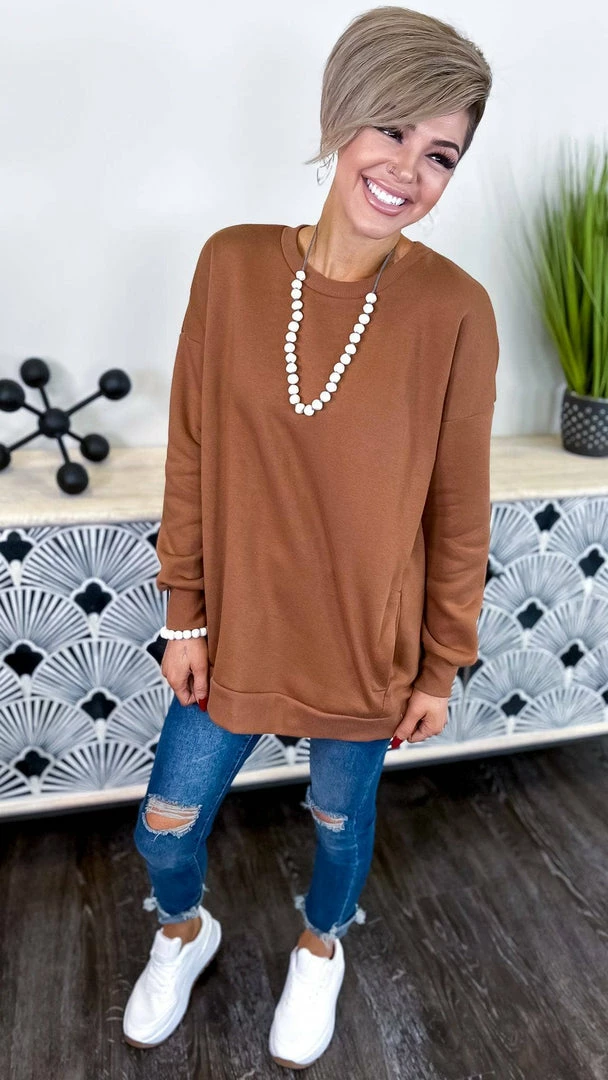 Zenana Camel Chilly Day Sweatshirt TOPS & TUNICS