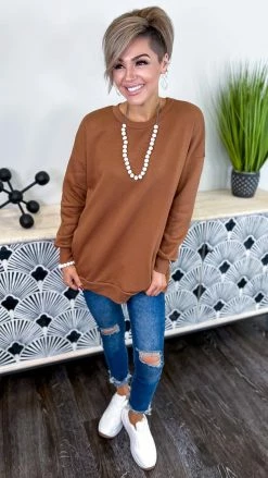 Zenana Camel Chilly Day Sweatshirt TOPS & TUNICS