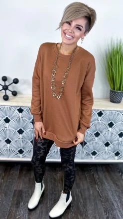Zenana Camel Chilly Day Sweatshirt TOPS & TUNICS