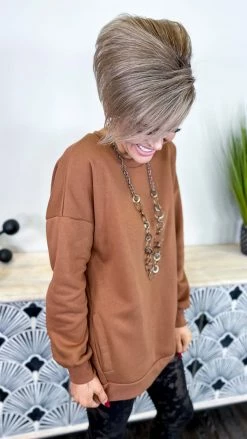 Zenana Camel Chilly Day Sweatshirt TOPS & TUNICS