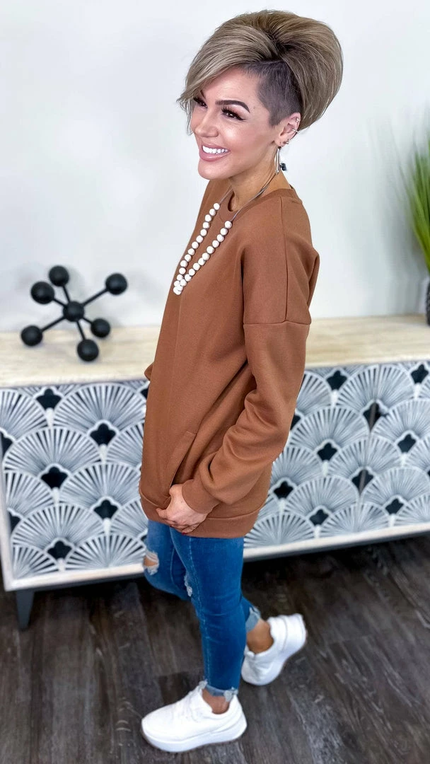 Zenana Camel Chilly Day Sweatshirt TOPS & TUNICS