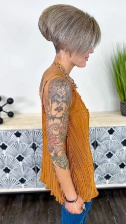 The ZigZag Stripe TOPS & TUNICS Camel Everyday Elegance Tank