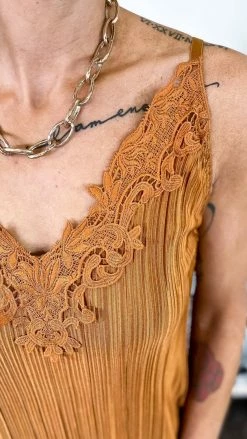 The ZigZag Stripe TOPS & TUNICS Camel Everyday Elegance Tank