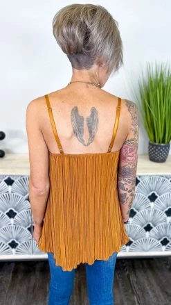 The ZigZag Stripe TOPS & TUNICS Camel Everyday Elegance Tank