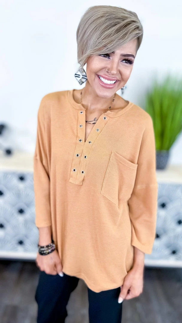 The ZigZag Stripe TOPS & TUNICS Camel Resisting Attraction Top