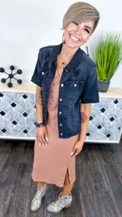 The ZigZag Stripe Camel Rooftop Date Dress DRESSES