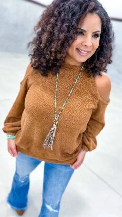 The ZigZag Stripe TOPS & TUNICS Camel Weekend Go To Sweater