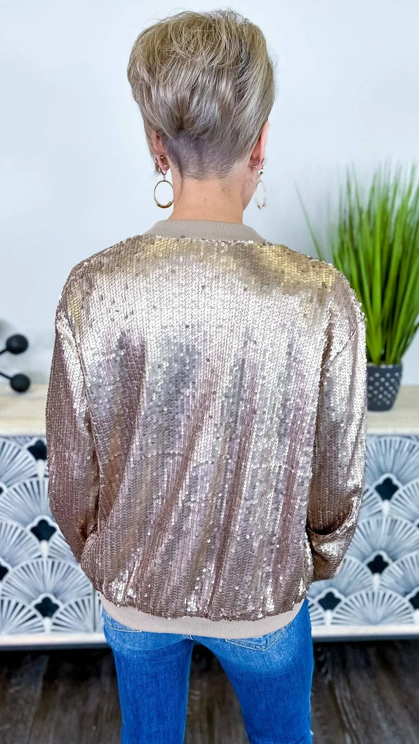 The ZigZag Stripe Champagne Concert Bomber Jacket OUTERWEAR