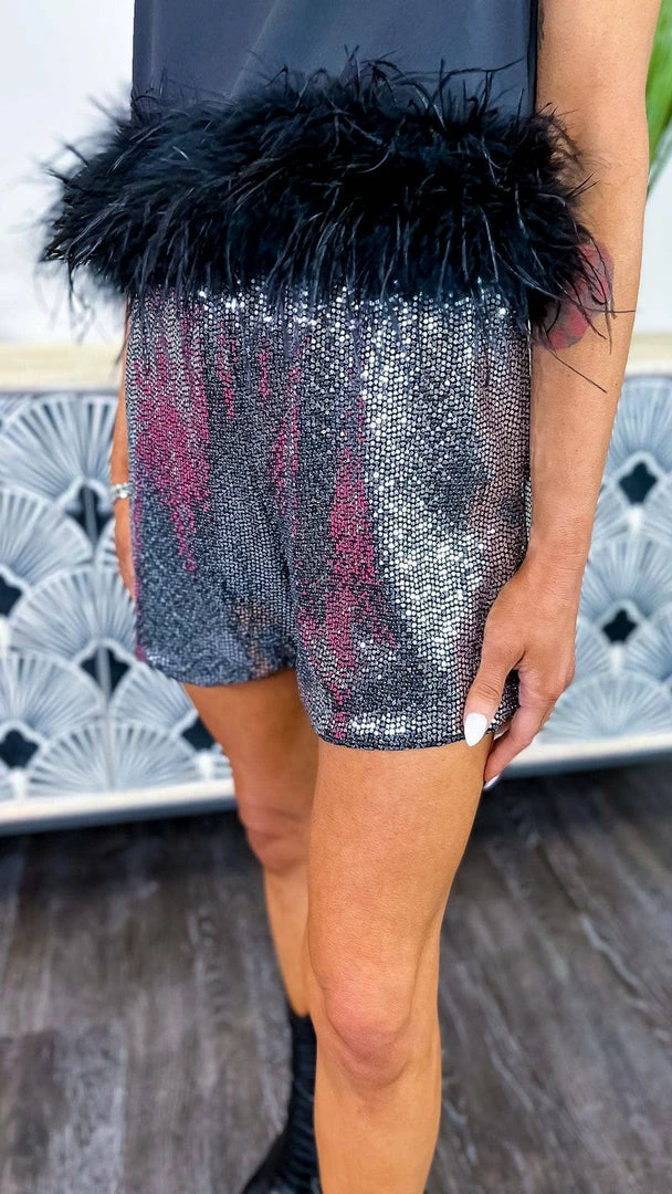 The ZigZag Stripe Charcoal Flirty Impression Shorts BOTTOMS