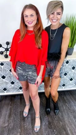 The ZigZag Stripe Charcoal Flirty Impression Shorts BOTTOMS