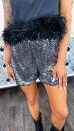 The ZigZag Stripe Charcoal Flirty Impression Shorts BOTTOMS