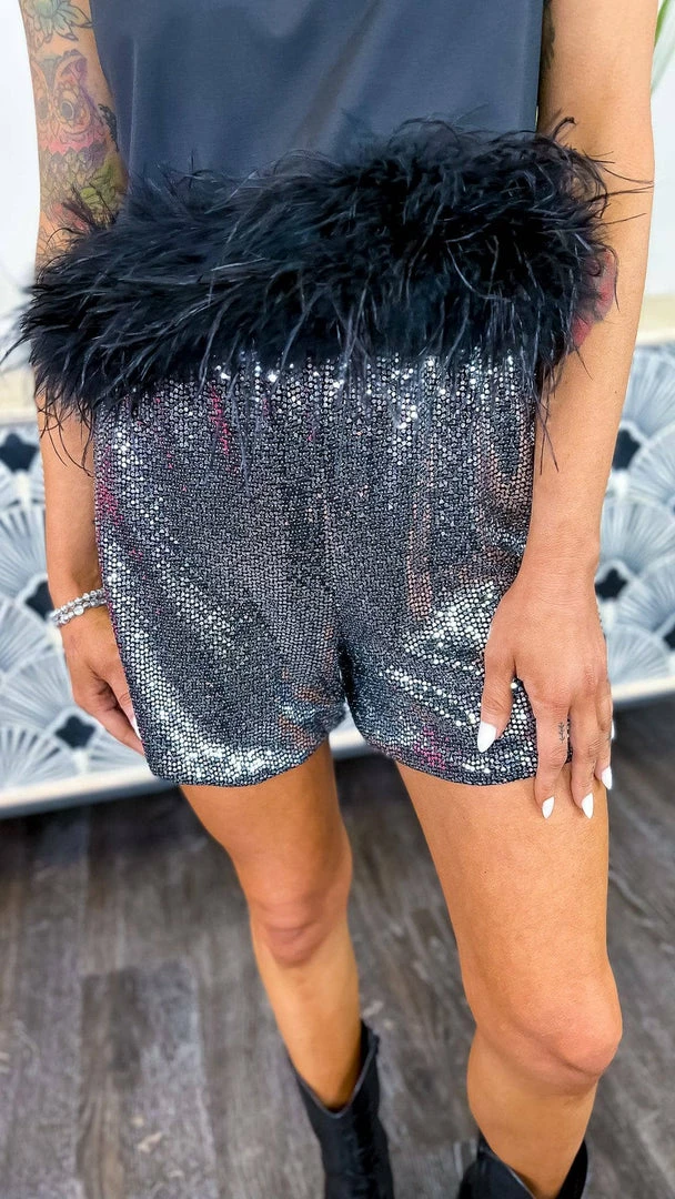 The ZigZag Stripe Charcoal Flirty Impression Shorts BOTTOMS