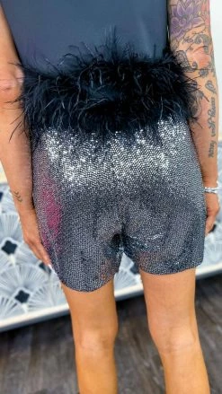 The ZigZag Stripe Charcoal Flirty Impression Shorts BOTTOMS