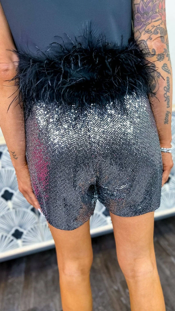 The ZigZag Stripe Charcoal Flirty Impression Shorts BOTTOMS