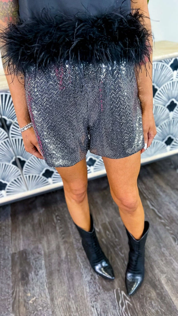 The ZigZag Stripe Charcoal Flirty Impression Shorts BOTTOMS