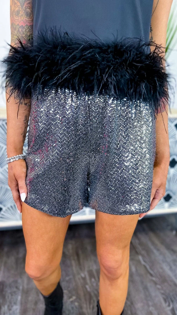 The ZigZag Stripe Charcoal Flirty Impression Shorts BOTTOMS