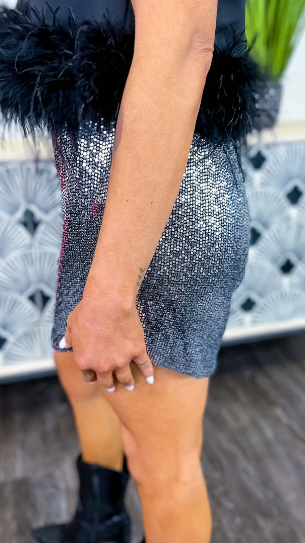 The ZigZag Stripe Charcoal Flirty Impression Shorts BOTTOMS