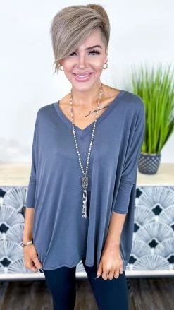 The ZigZag Stripe Charcoal Indulge In Me Top TOPS & TUNICS