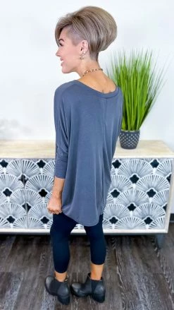 The ZigZag Stripe Charcoal Indulge In Me Top TOPS & TUNICS