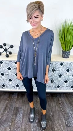 The ZigZag Stripe Charcoal Indulge In Me Top TOPS & TUNICS