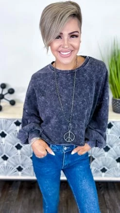 Zenana Charcoal New Timezone Top [NO RETURNS]