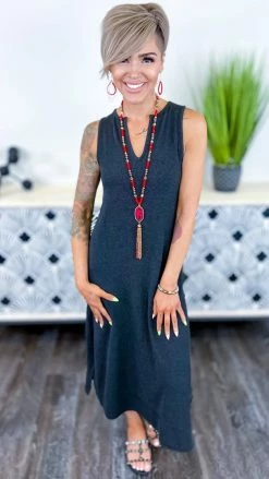 The ZigZag Stripe Charcoal Precious View Dress