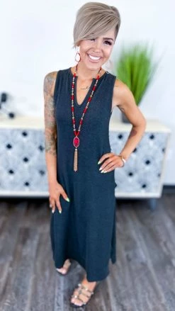 The ZigZag Stripe Charcoal Precious View Dress