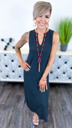 The ZigZag Stripe Charcoal Precious View Dress