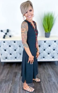 The ZigZag Stripe Charcoal Precious View Dress