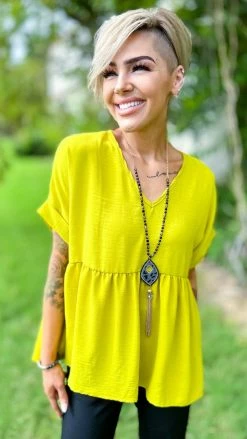 The ZigZag Stripe TOPS & TUNICS Chartreuse City Sleek Top